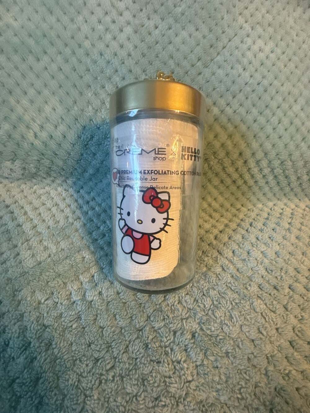 The Creme Shop x Hello Kitty 80 Premium Exfoliating Cotton Pads in Reusable Jar